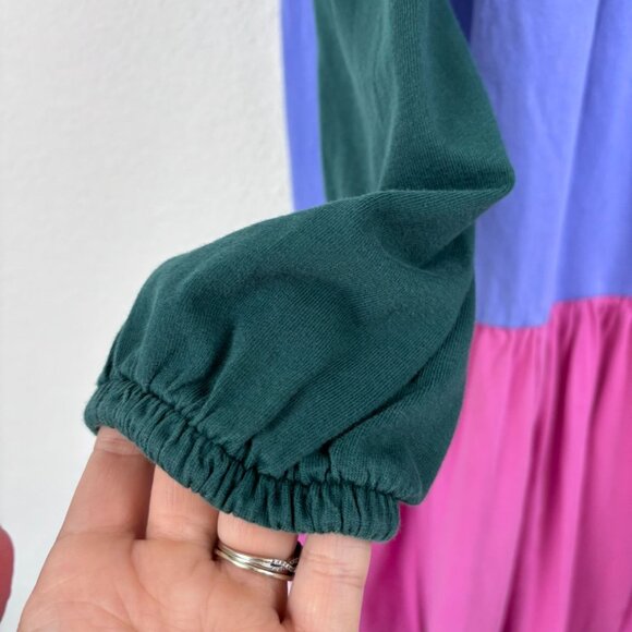 Hanna Andersson girls 150cm 12 colorblock twirl power long sleeve cotton dress - Picture 3 of 8